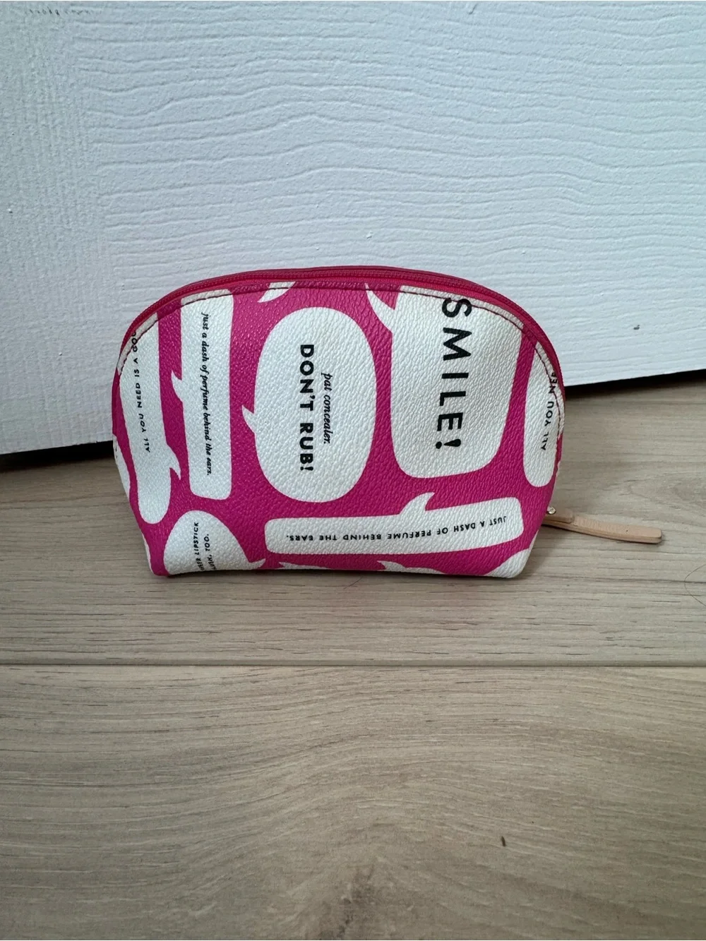 kate spade Pink and White Printed Cosmetic Pouch